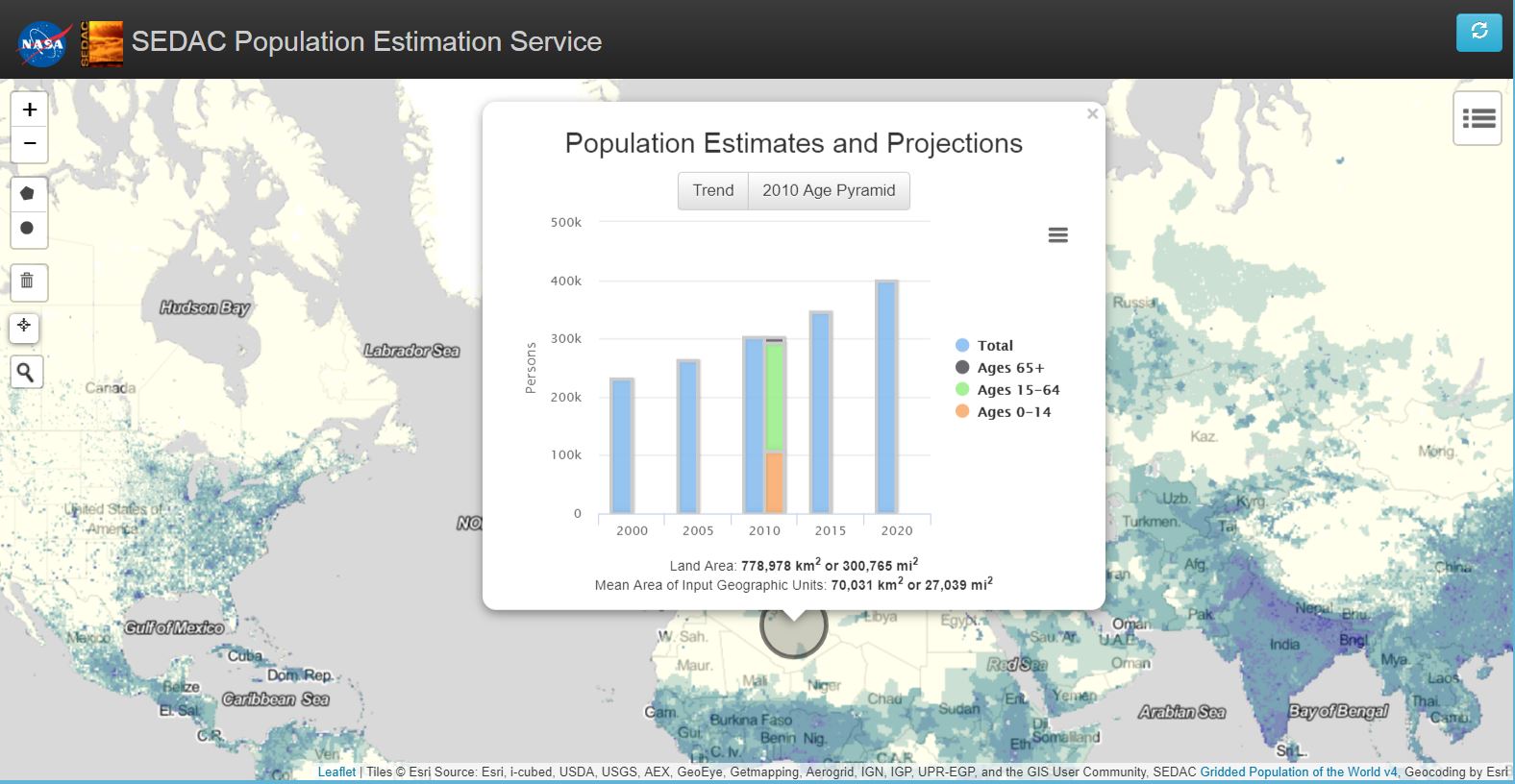 SEDAC CIESIN population web mapping service