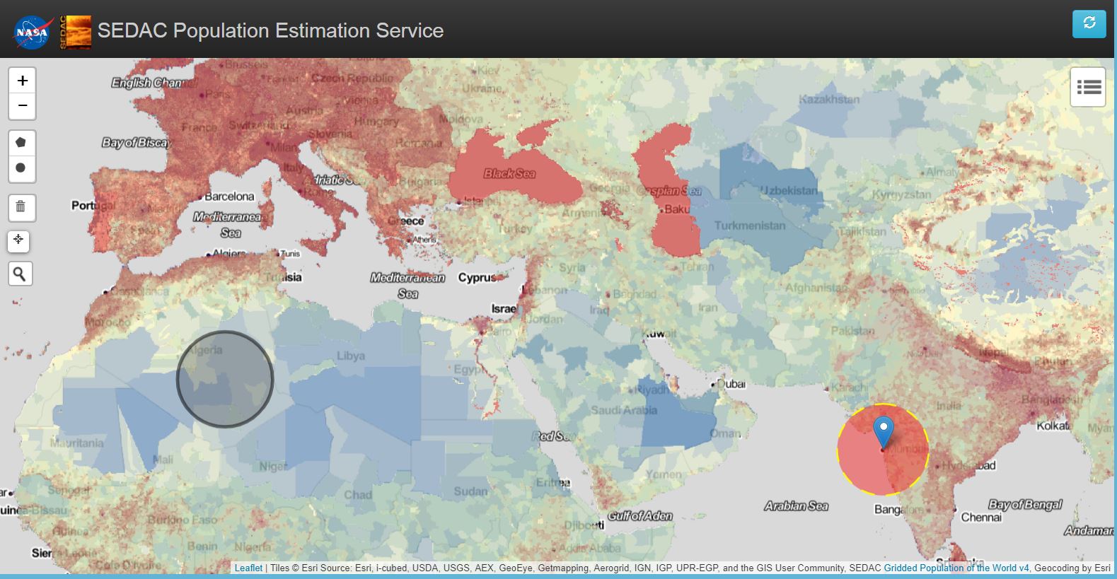 SEDAC CIESIN population web mapping service