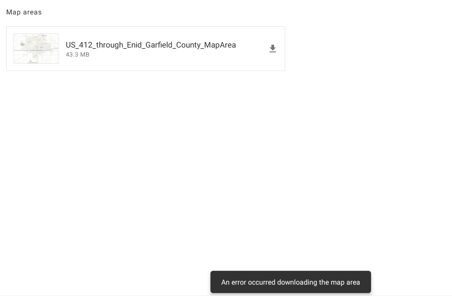 Offline Map Areas Fail To Download Esri Community