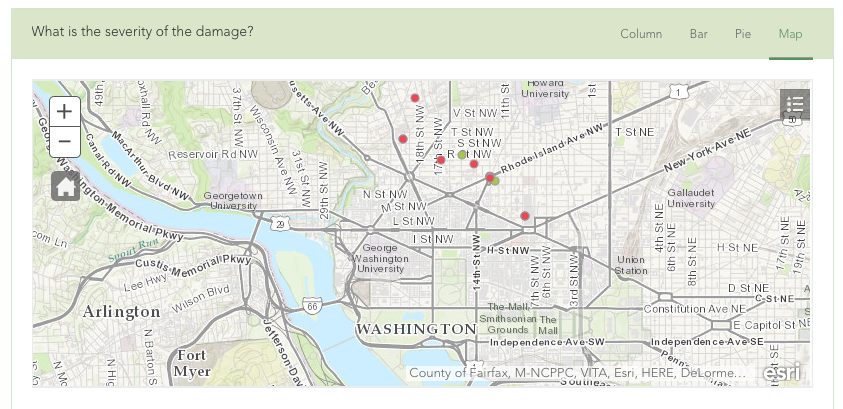 Map of points categorized by field being visualized