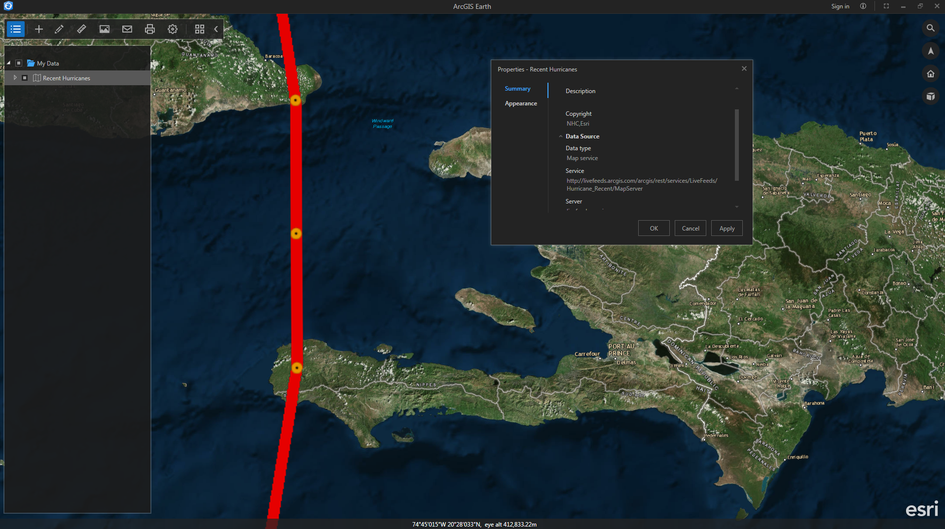 2D view of Hurricane Matthew’s path across Haiti