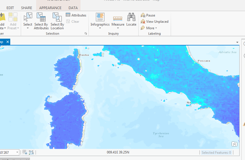 data is shifted several kilometers too much west