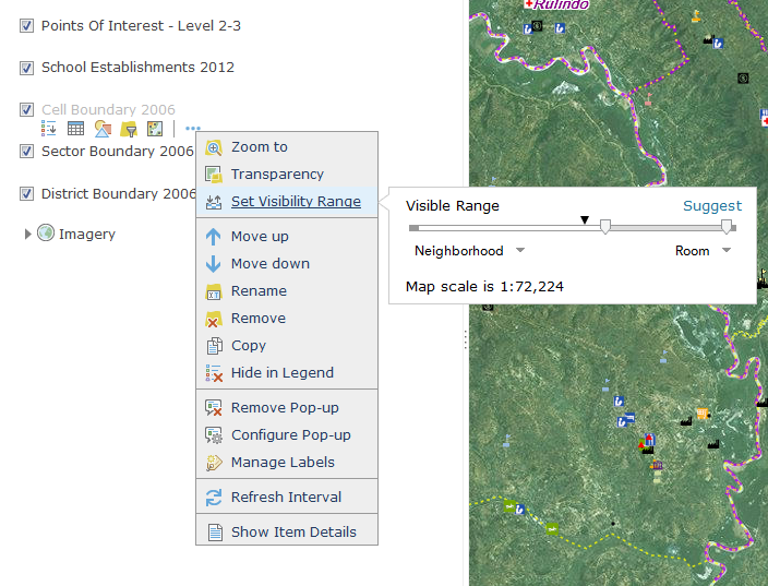 Layer visibility range WebMap