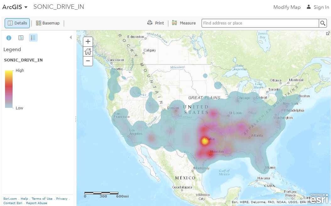 Sonic Drive In Heat Map