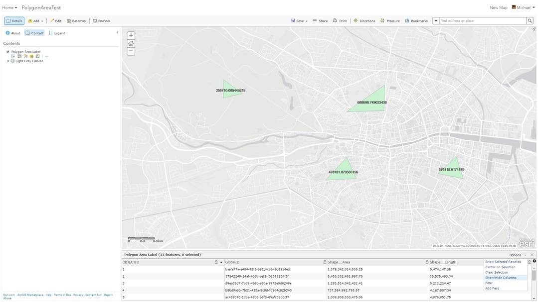 ArcGIS Online Polygon Feature Length and Area Attributes