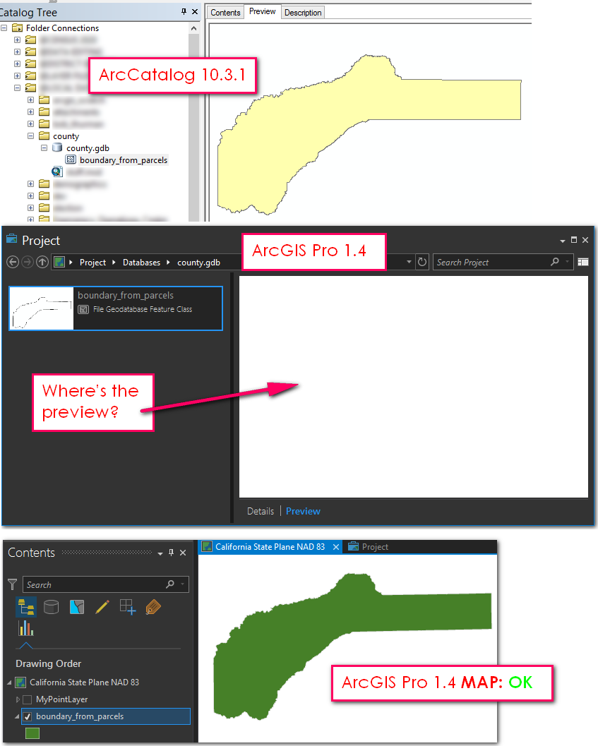 ArcGIS Pro 1.4 data preview issue