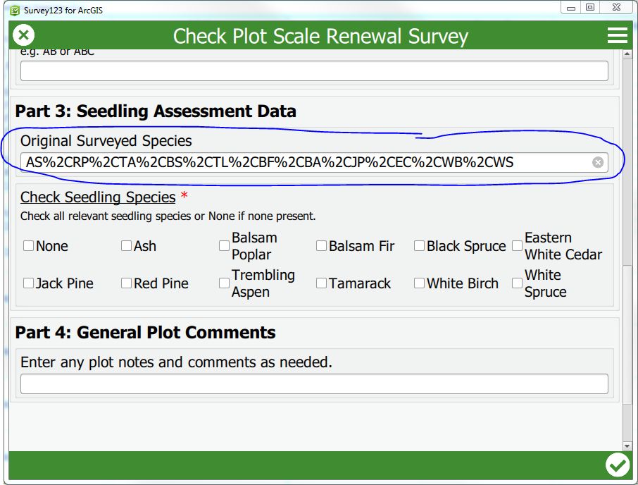 Image of URL encoding issue when pre-populating survey with text separated by commas.