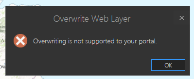 Overwriting is not supported by your portal.