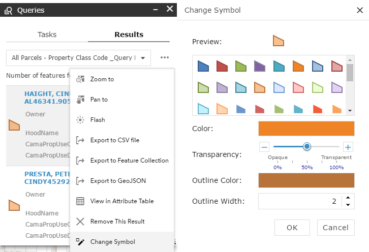 Query Widget UI User Symbology