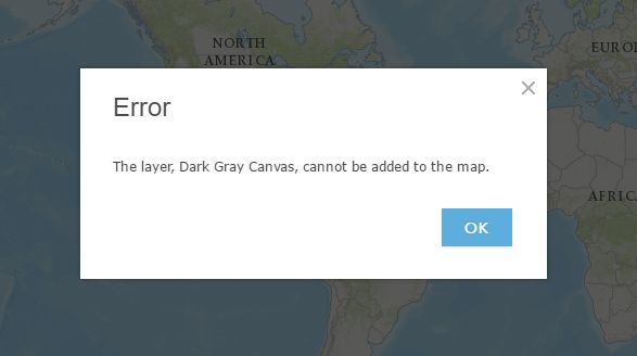 Error when trying to add a vector basemap to ArcGIS Online webmap