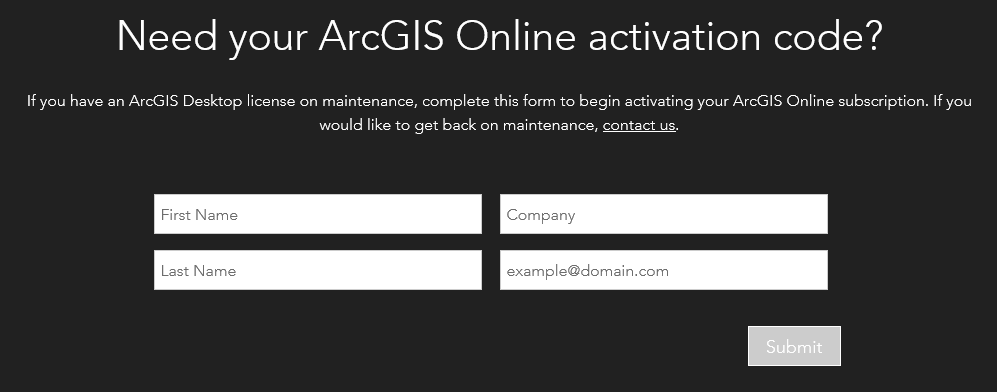 Need your ArcGIS Online activation code?