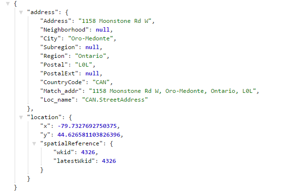 ESRI geocode result format