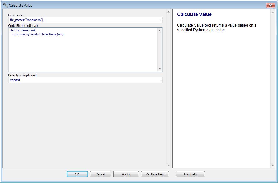 screen shot of Create Value output changed to match value in Raster to Polygon path