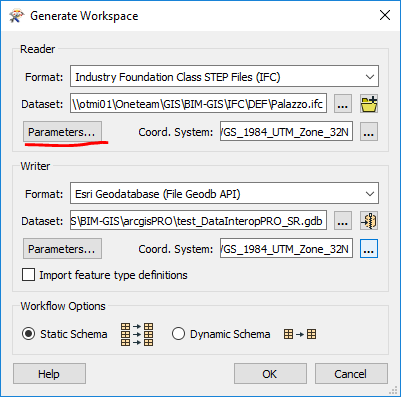 Generate Workspace Window settings