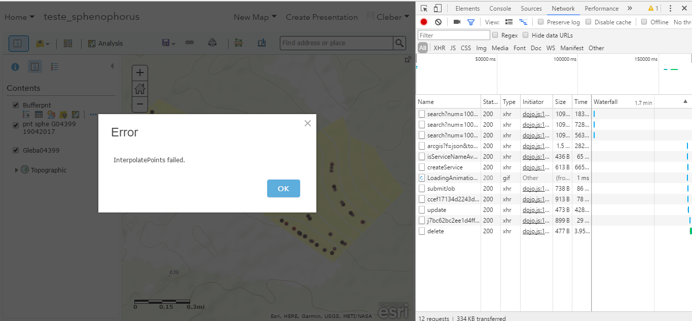 error interpolate points arcgis server and portal