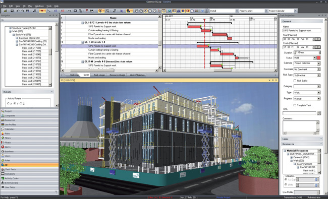 Gantt chart used with construction logistics