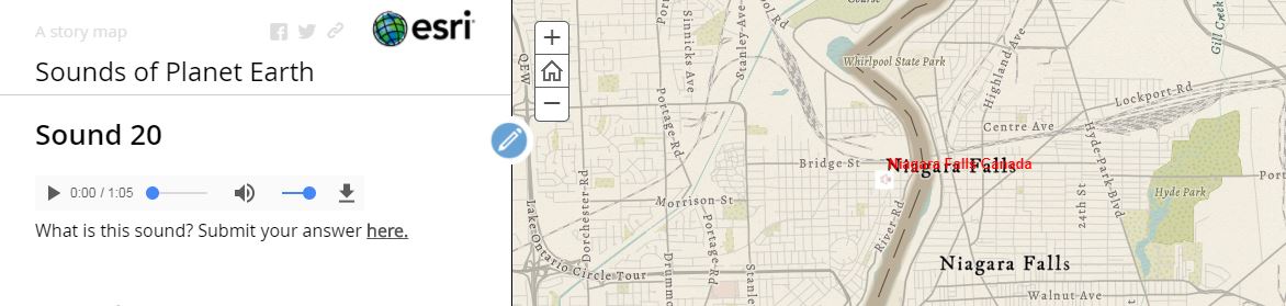 One of the sounds in the Sounds of Planet Earth Story Map 