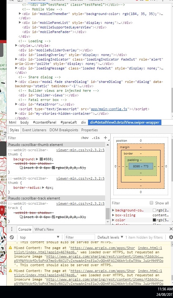 error message saying mixed content