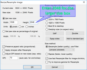 sample resize box showing 2048 px