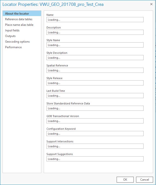 Locator Properties settings