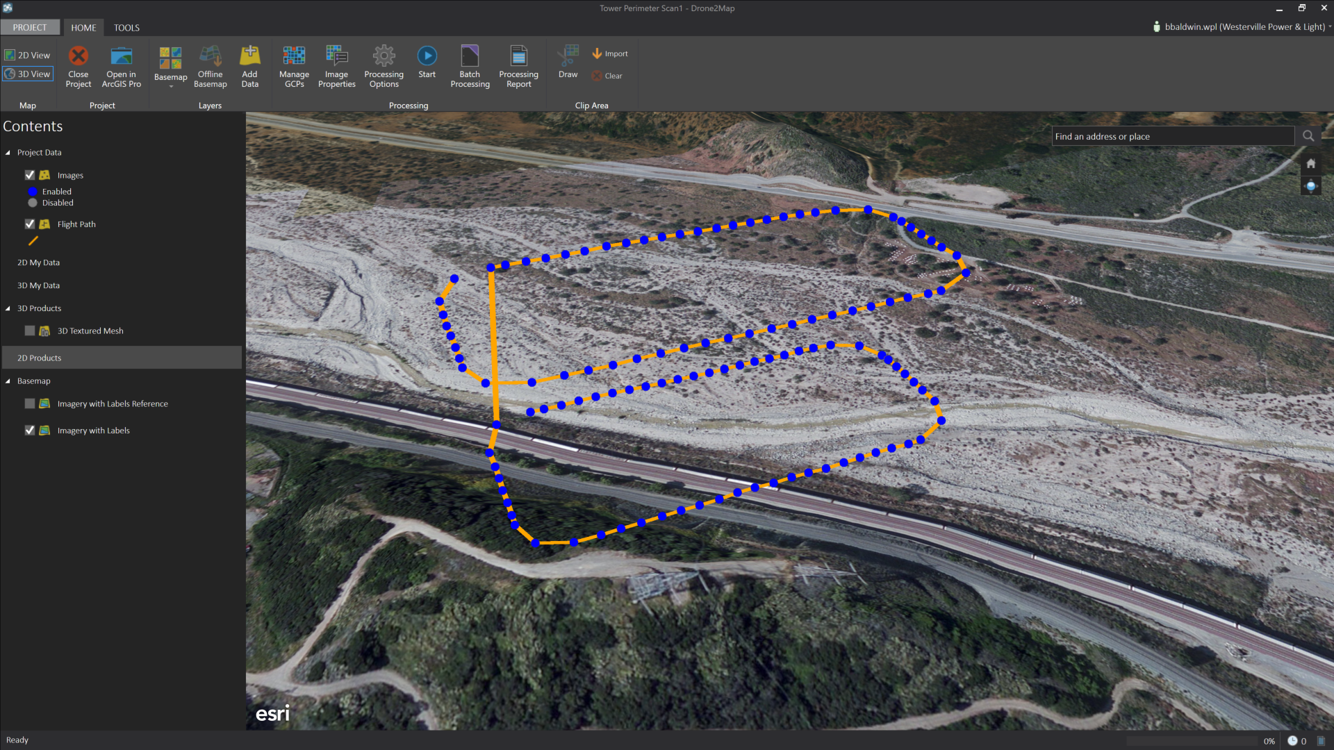 Tower orbit flight with Drone2Map