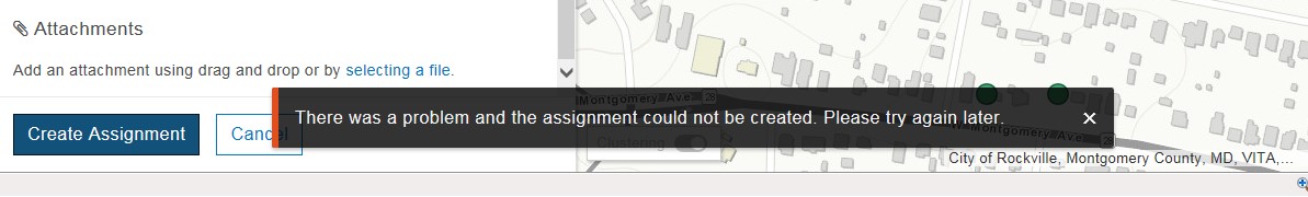Cannot create assignment