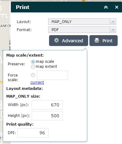 ESRI WAB Default Advanced Print Settings