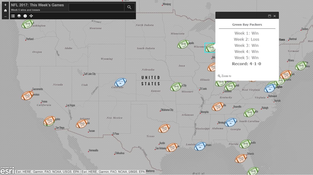 NFL interactive map in ArcGIS Online 