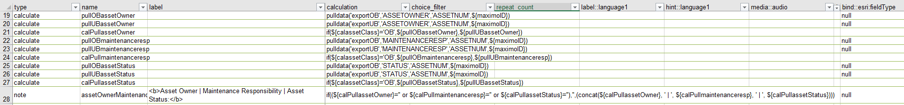 XLS form - pulldata not embeded in functions