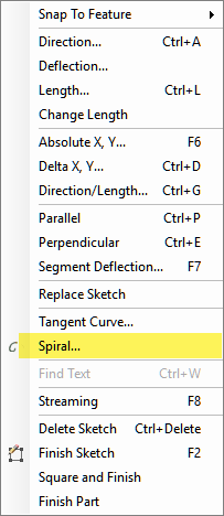 Spiral on Sketch Context Menu