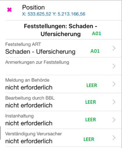 No Problems with iOS, Green is the Code inserted by me