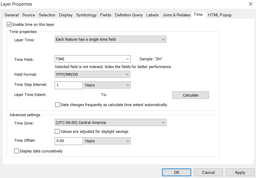 Enabling Time in ArcGIS Desktop