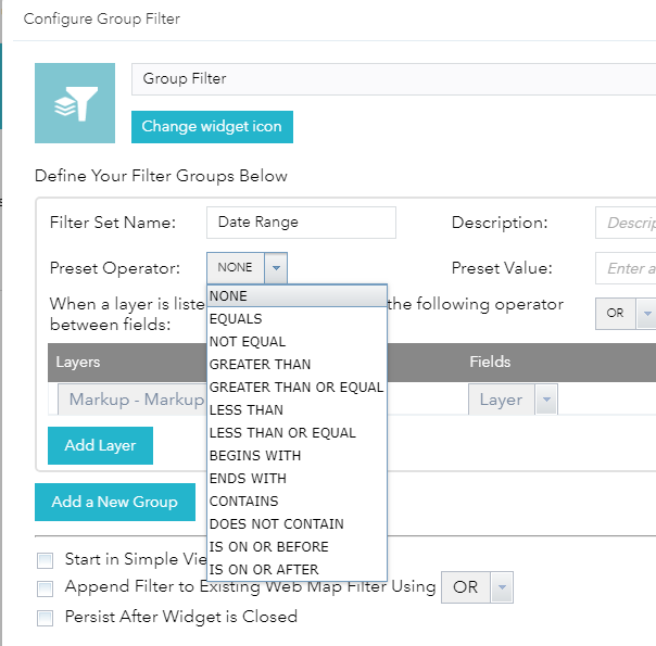 Group Filter operators