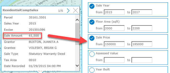 residential comp finder incorrect popup