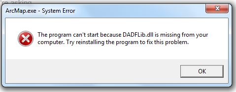 This appears whenever I try starting ArcMap