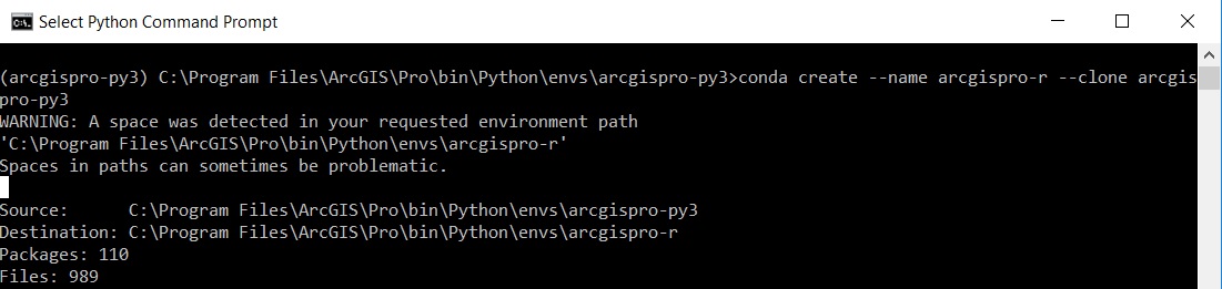 I cloned my arcgispro-py3 environment.