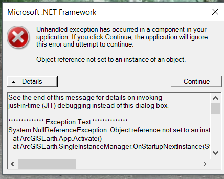 Error on running ArcGis Earth