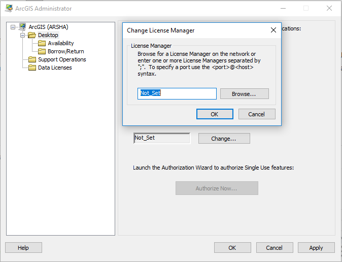 arcgis administrator change license manager