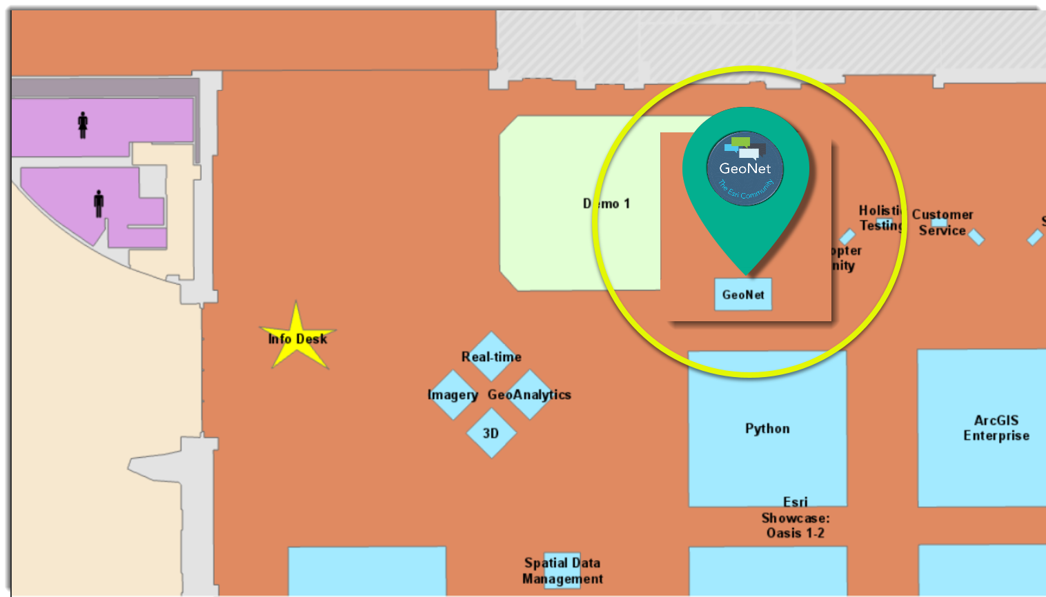 Map of Esri Showcase GeoNet spotlight