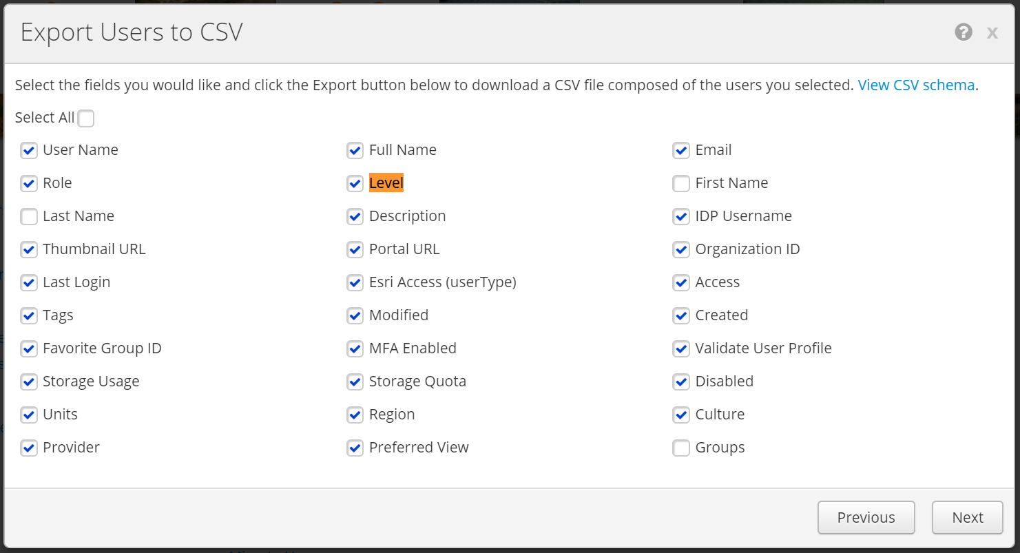 Admin Tools Export to CSV Field choices