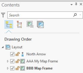 Select map frame in a layout with multiple map frames.