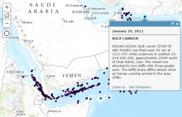 Web map showing custom feature pop-up information