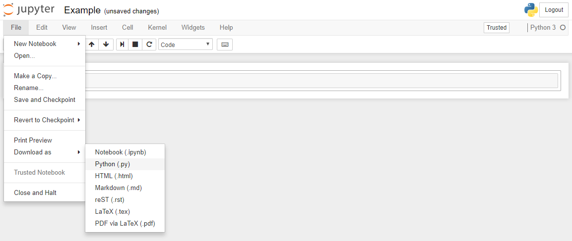 Download from Jupyter Notebooks as a Python File