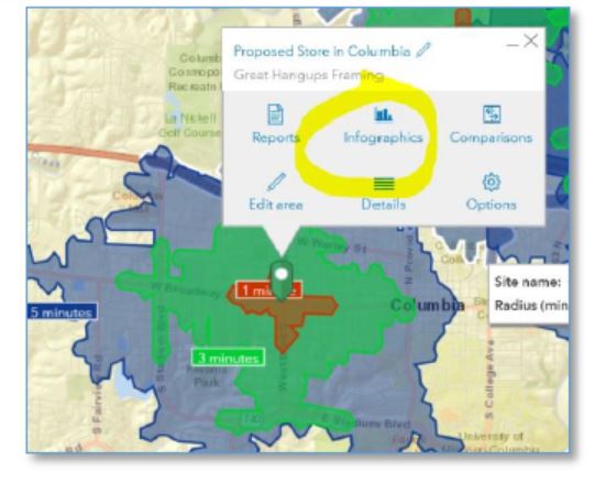 A section of the Community Analyst lesson on convenience stores. 