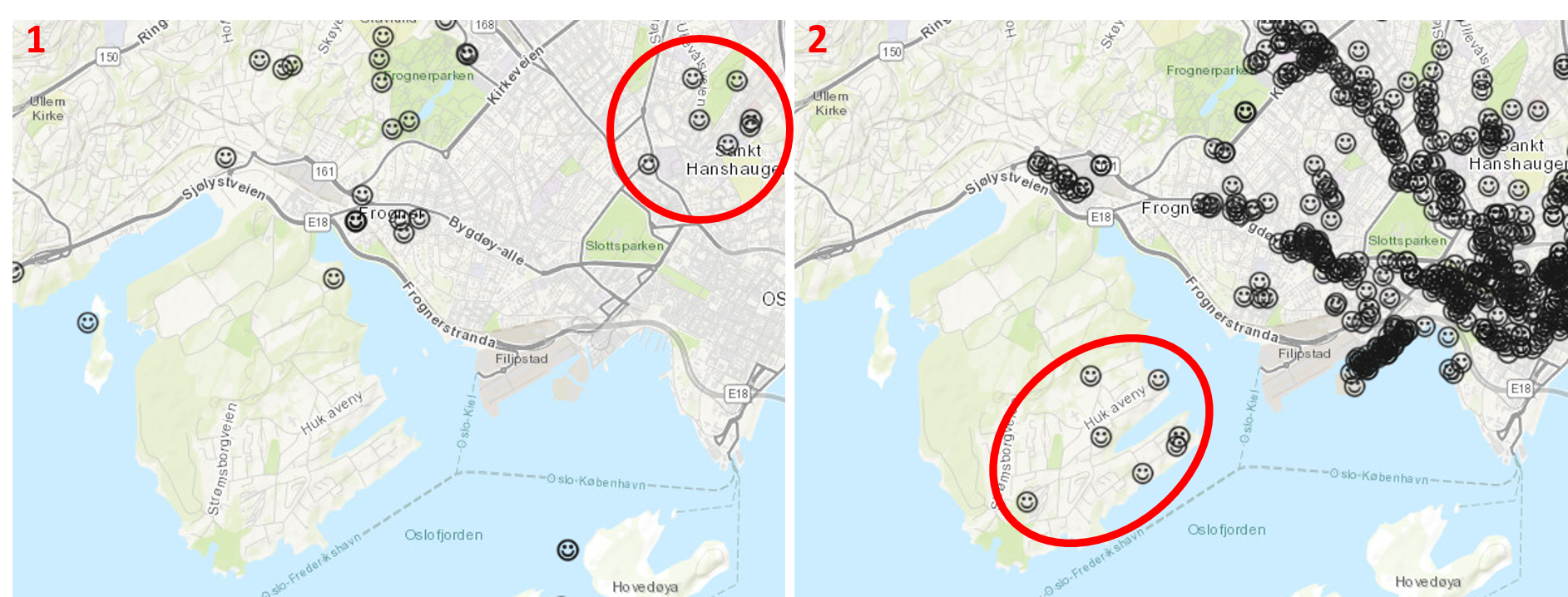 Right pic, nr1, shows the initial placement, while left pic, nr2, shows how it should look