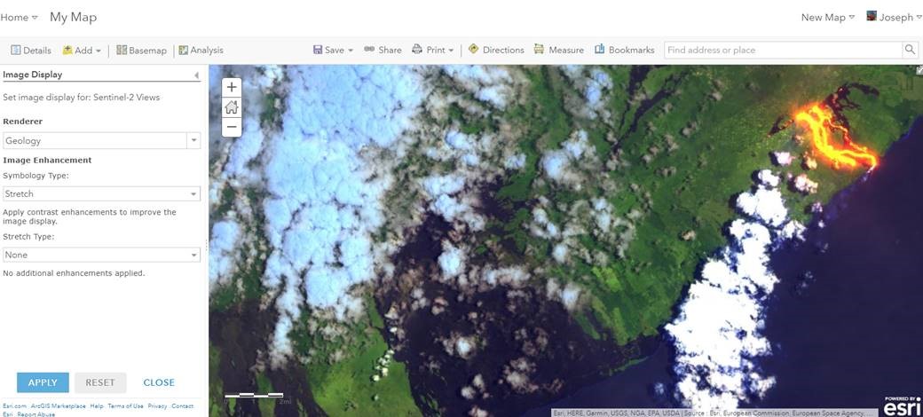 Sentinel-2 imagery in ArcGIS Online.