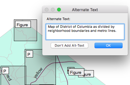 Acrobat dialog showing alt text entry