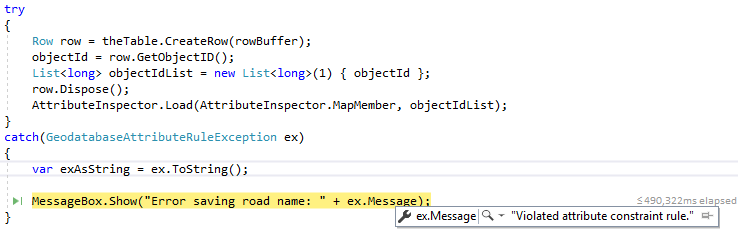 Attribute Rule Exception Message