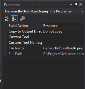 The image shows a screen shot of the Properties Window of Visual Studio 2017