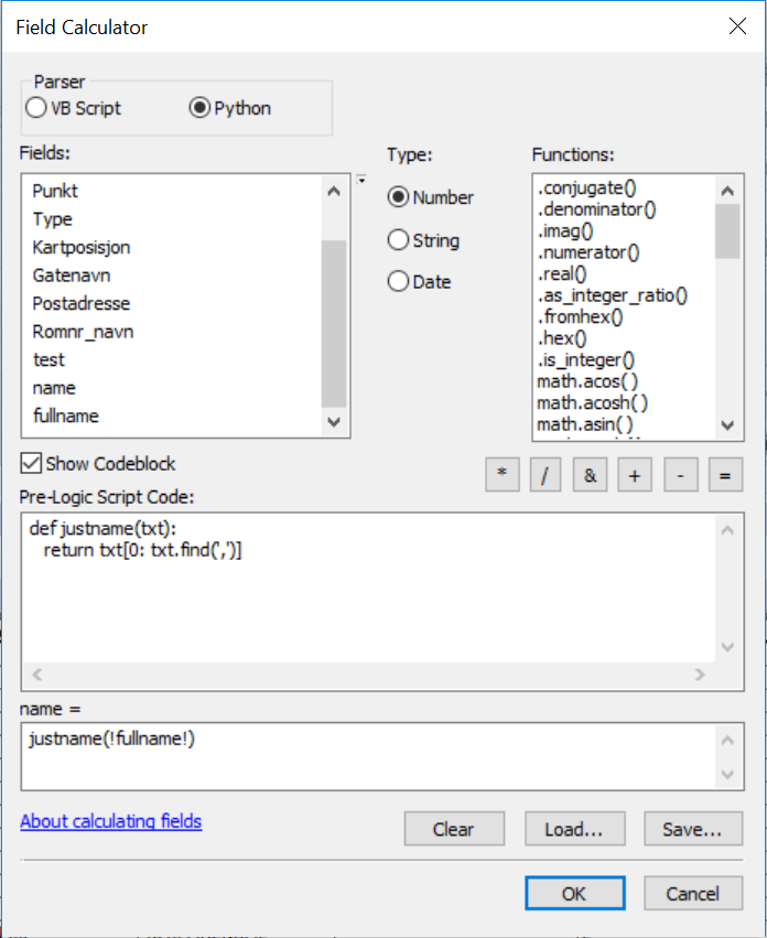 Field calculator 